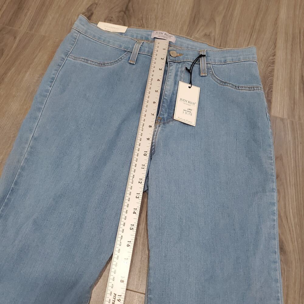 #466. Judy Blue Light Wash Flare Jeans with Raw Hem. - Picture 4 of 7